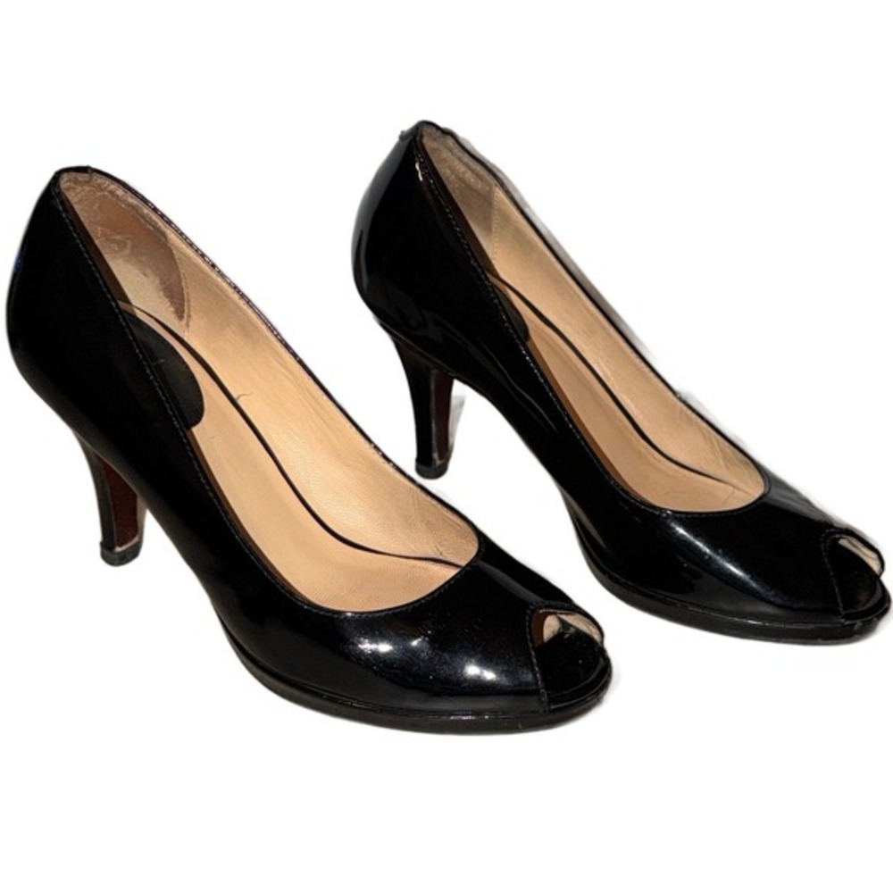 Cole Haan NikeAir Womens 6.5B Black Leather Open Peep Toe Pump Heels Chic Casual